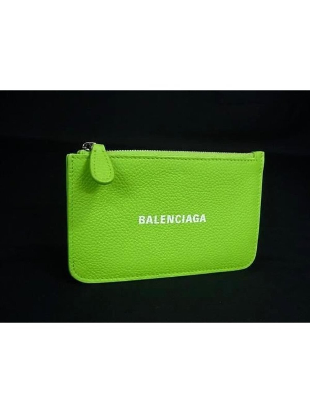 Balenciaga Cash Leather Fragment Case Coin Purse Green